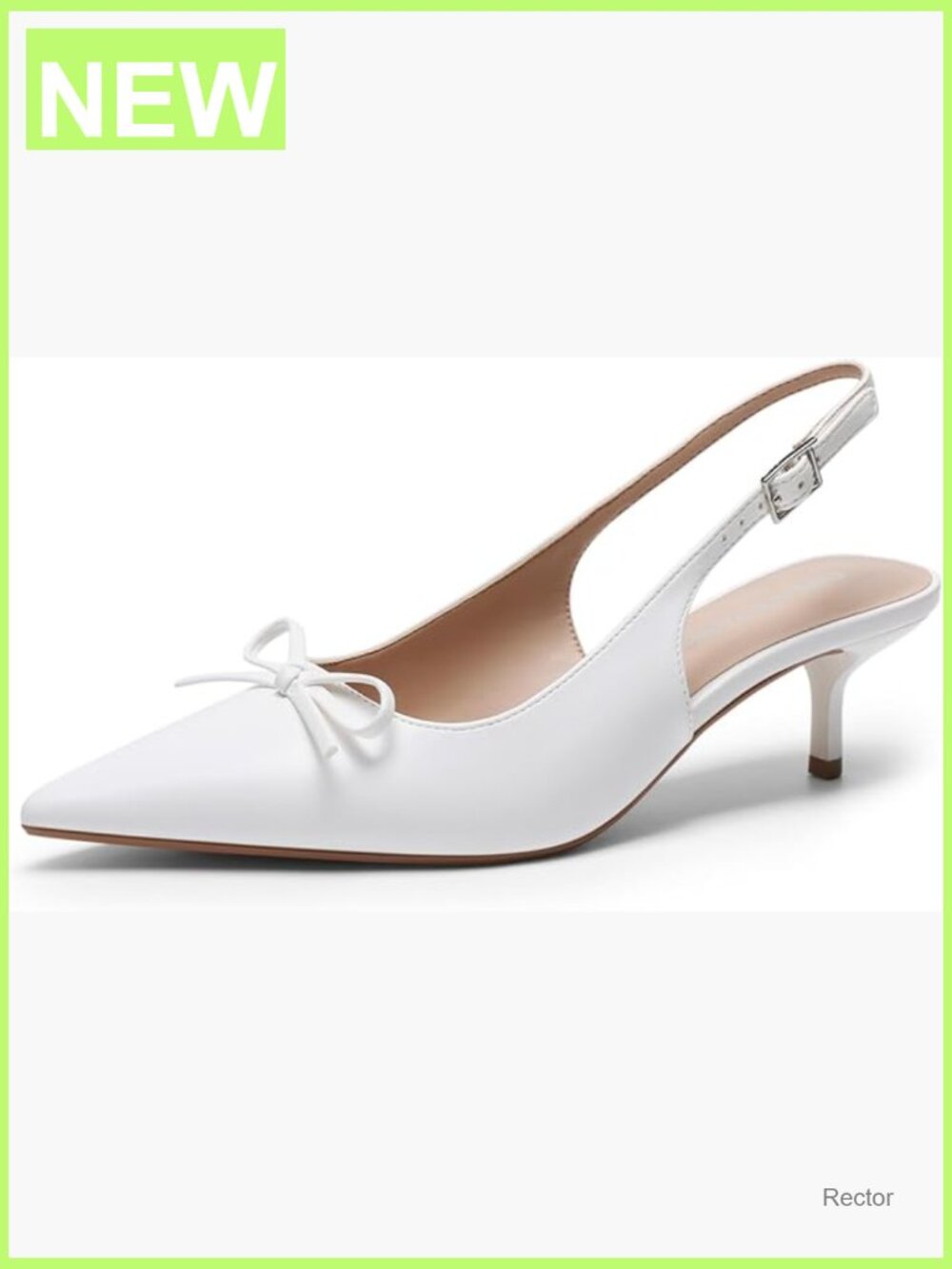 Slingback Kitten Heels Pointed Toe Bow Dress Shoes Comfortable Wedding Pumps